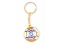 Gold Key Chain with Swivel Center, Blue and White Flag of Israel