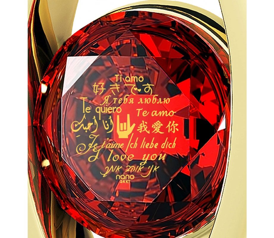 Gold Plate Swarovski I Love You Eye Necklace by Nano