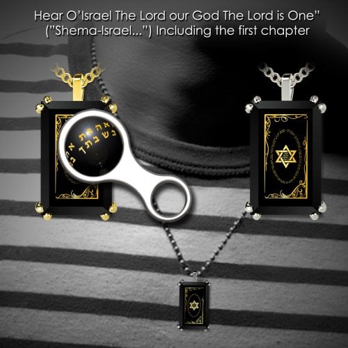 Gold Plated Jewish Pendant For Men - Shema Star Of David