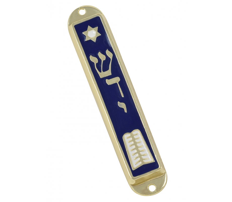 Gold Plated Mezuzah Case Decorative Jewish Symbols