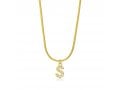 Gold Plated Sterling Silver Snake Chain Necklace with Zircon Letter Pendant