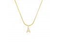 Gold Plated Sterling Silver Snake Chain Necklace with Zircon Letter Pendant