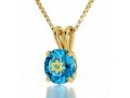 Gold Plated Swarovski Shema Star of David Pendant by Nano - Blue