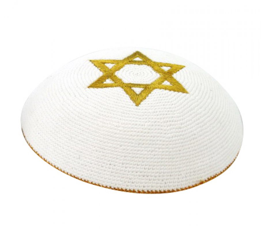Gold Star of David knitted kippah