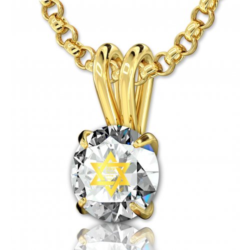 Gold Swarovski Shema Magen David Pendant by Nano