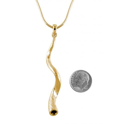 Gold Yemenite Shofar Necklace Pendant Rhodium Plated