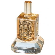 Gold and Metal Crystal Dreidel on Glass Base – Nes Gadol Hayah Poh