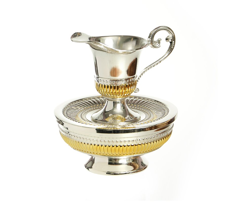 Gold and Silver-Plated Mayim Achronim 3 Piece - Jug, Bowl and Lid