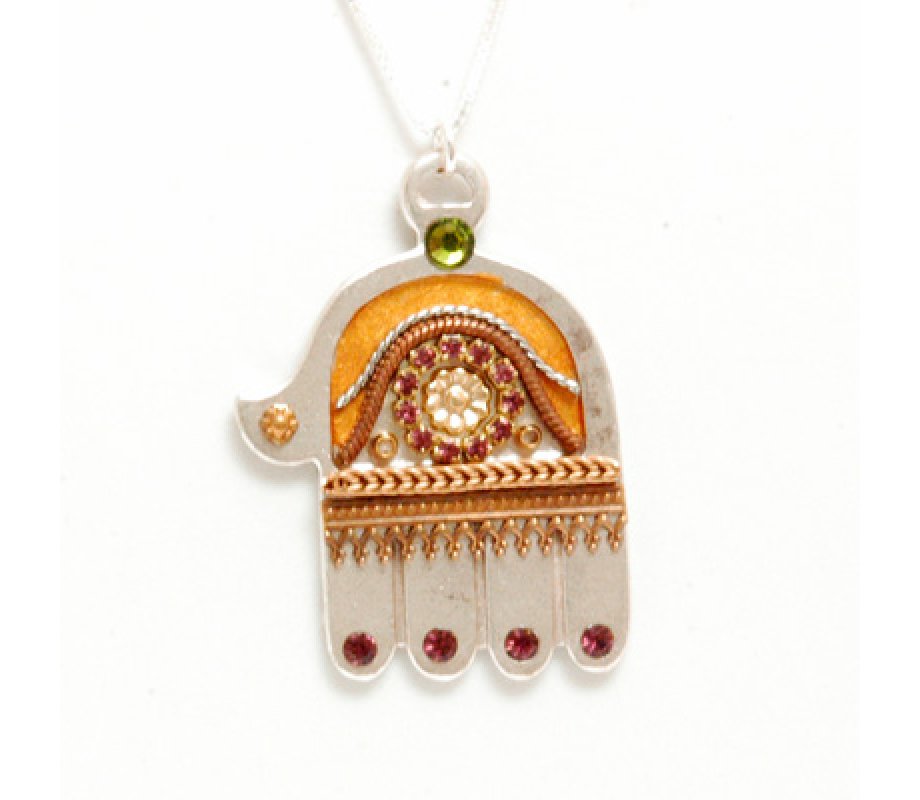 Golden Glory Silver Hamsa Necklace - Shahaf
