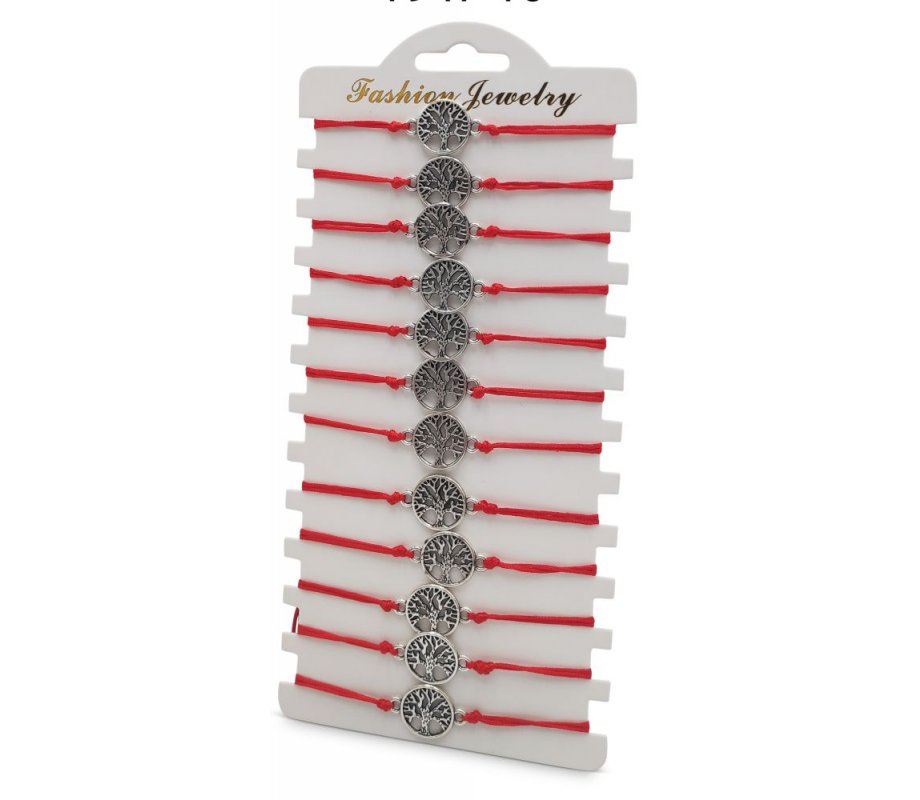 Good Luck Red Cord Bracelet with Tree of Life Decoration - Package of 12