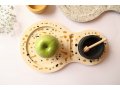 Graciela Noemi Handcrafted Apple Tray with Abstract Design and Black Honey Dish