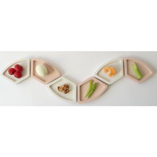 Graciela Noemi Handcrafted Modular Passover Seder Plate - Terracotta and White