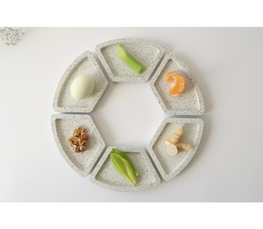 Graciela Noemi Handcrafted Modular Passover Seder Plate - White
