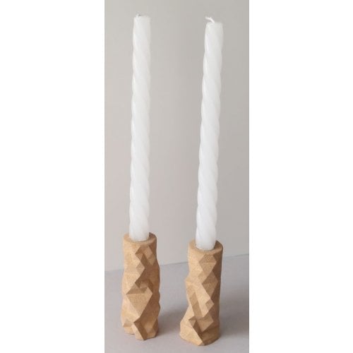 Graciela Noemi Handcrafted Origami Shabbat Candlesticks - Dark Terracotta Color