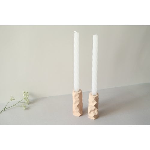 Graciela Noemi Handcrafted Origami Shabbat Candlesticks - Light Terracotta Color