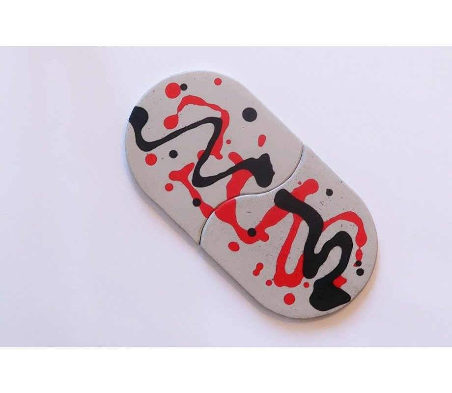 Graciela Noemi Handcrafted Pair of Coasters - Colored Abstract Design on Gray