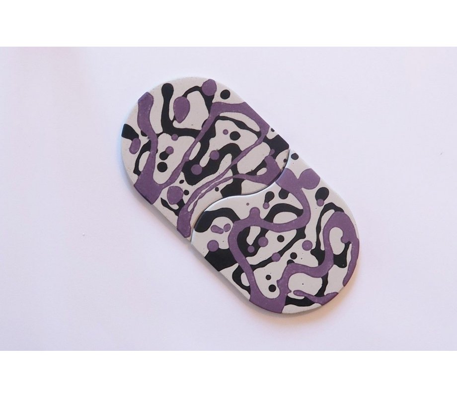 Graciela Noemi Handcrafted Pair of Coasters - Colored Abstract Design on Gray