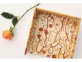 Graciela Noemi Handcrafted Passover Matzah Tray - Brown Abstract Streaks