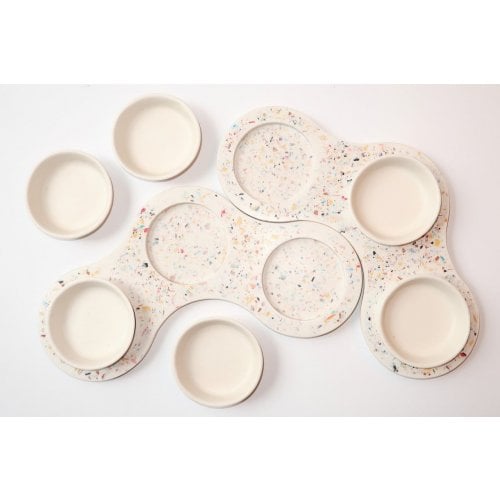 Graciela Noemi Handcrafted Terrazo Passover Seder Plate - White