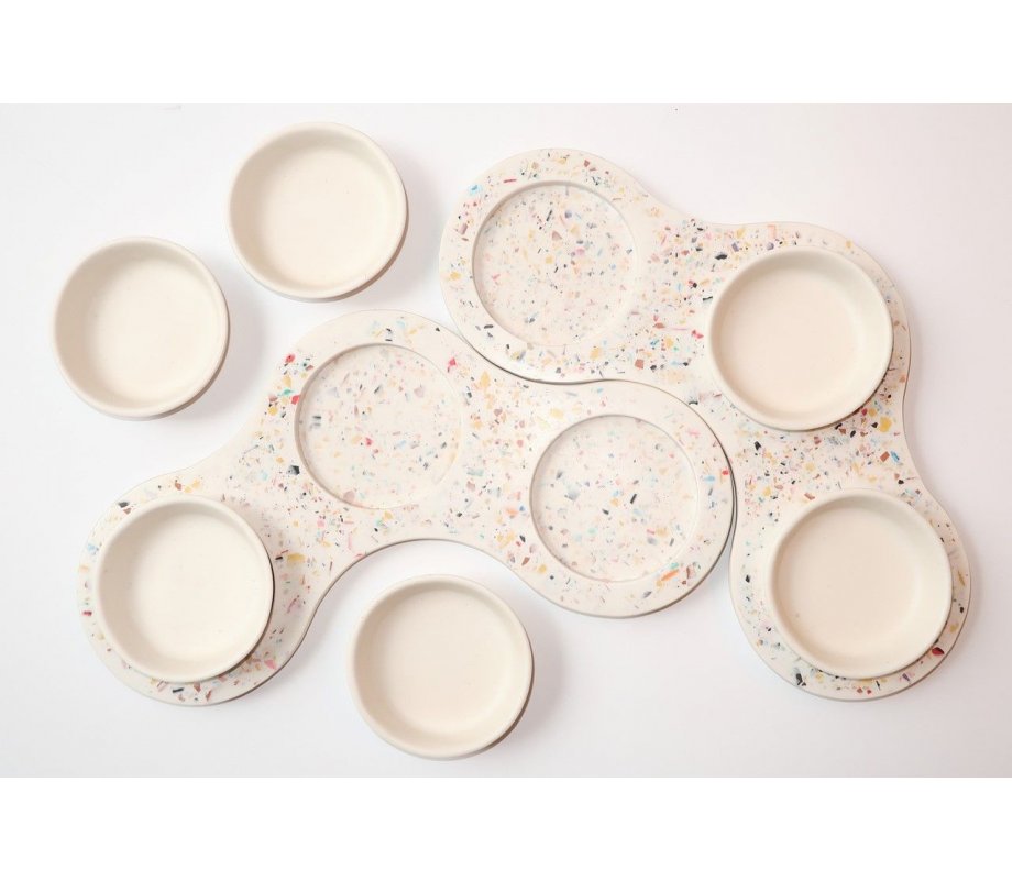 Graciela Noemi Handcrafted Terrazo Passover Seder Plate - White