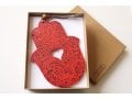 Graciela Noemi Handcrafted Terrazzo Hamsa, Cutout Heart  Red and Black Dots