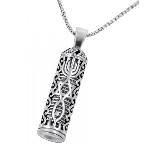Grafted Mezuzah Necklace Pendant in Sterling Silver