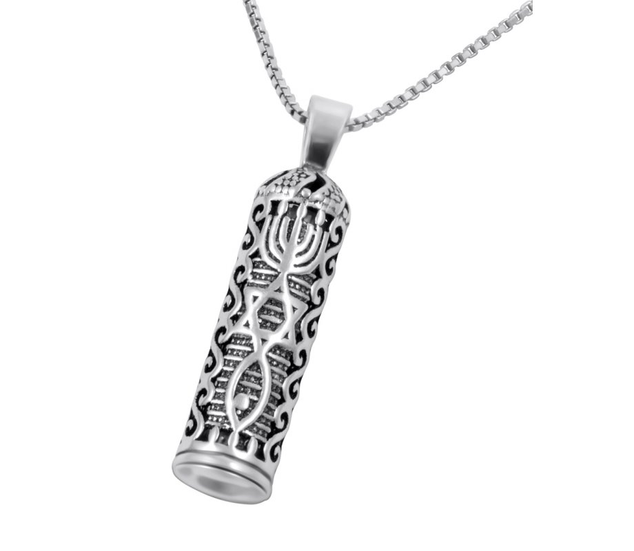 Grafted Mezuzah Necklace Pendant in Sterling Silver