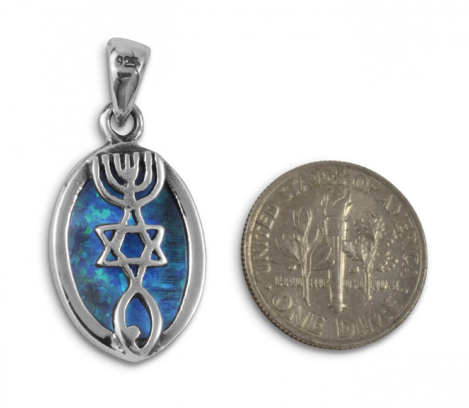 Grafted Pendant Necklace in 925 Sterling Silver with Created Opal