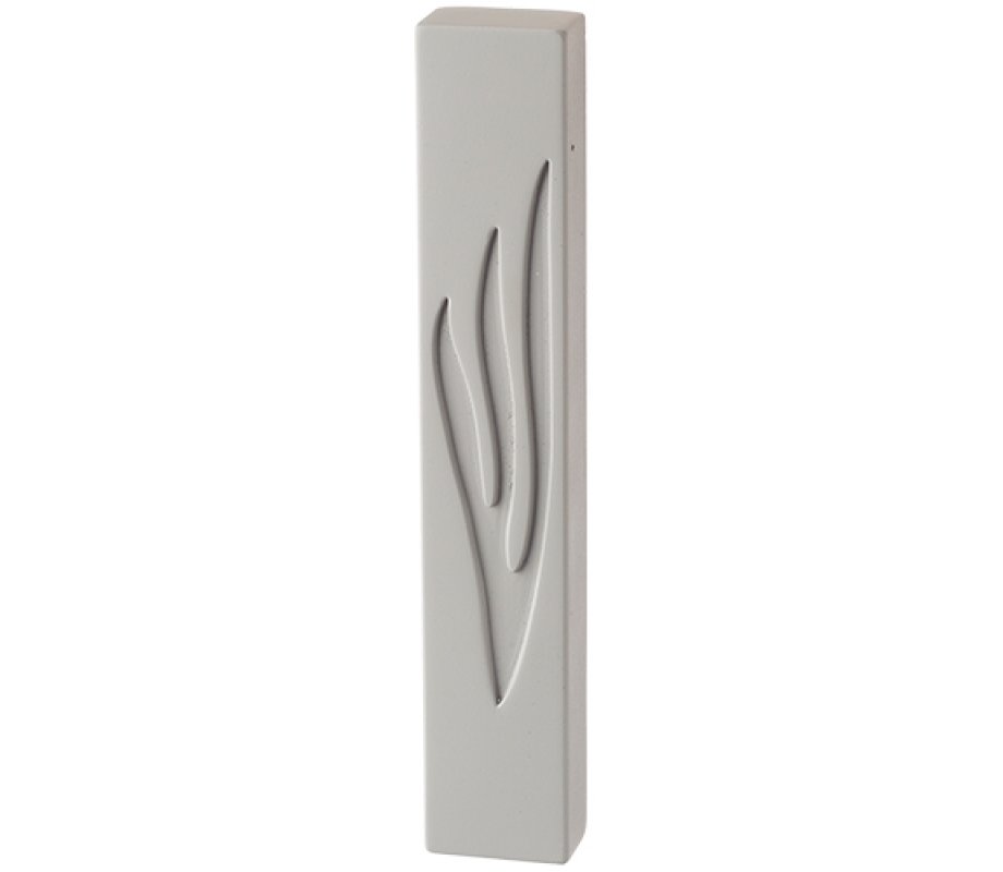 Gray Polyresin Mezuzah Case, Decorative Elongated Shin – Choice of Lengths