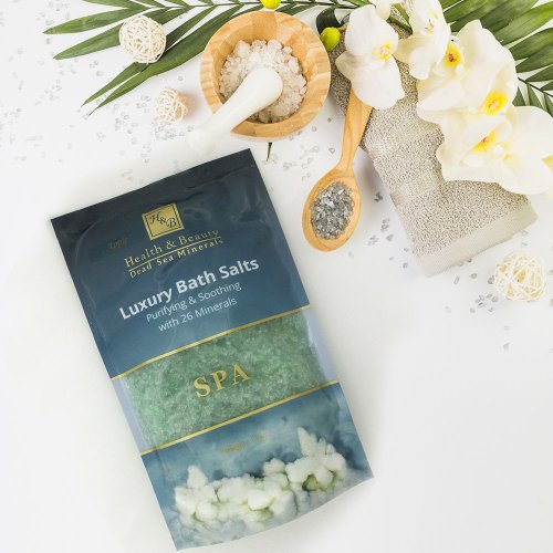 H&B Luxury Bath Salts with 26 Dead Sea Minerals - White Crystals