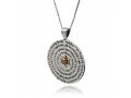 HaAri Kabbalah Wheel Pendant Necklace Silver & Gold, Hand Engraved Divine Names