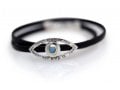 Ha'Ari Leather Wrap Kabbalah Bracelet with Turquoise Stone in Silver Eye Image