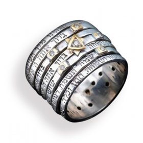 Ha'Ari Spinner Seven Blessings Jewish Wedding Ring