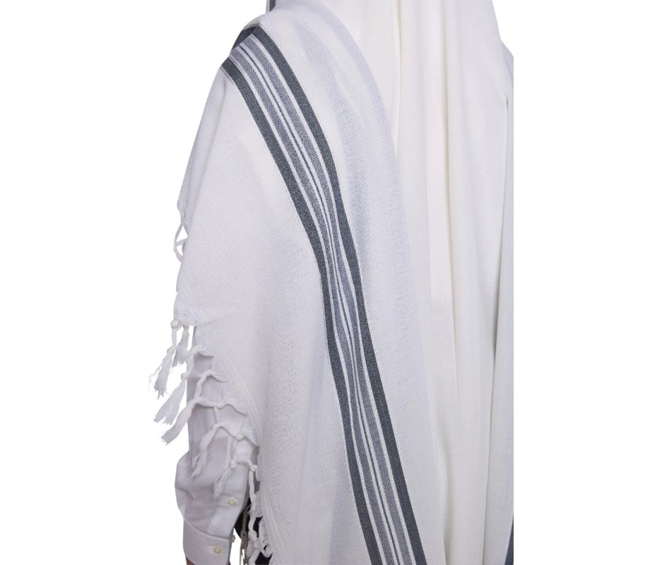 Hallel Wool Tallit Non Slip Prayer Shawl - Blue Melange Stripes
