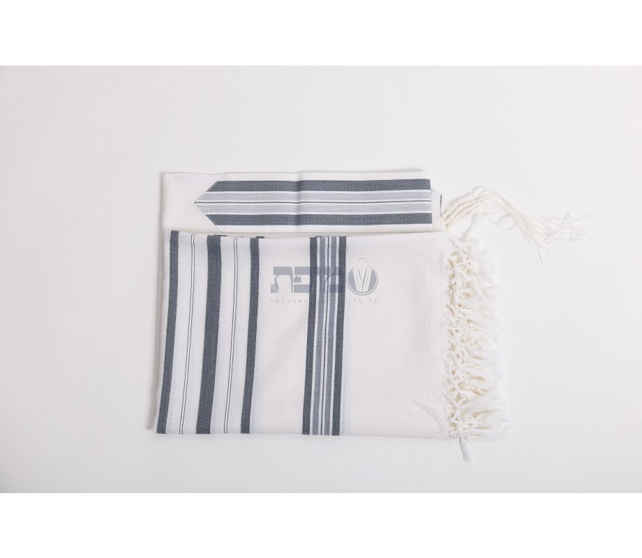 Hallel Wool Tallit Non Slip Prayer Shawl - Blue Melange Stripes