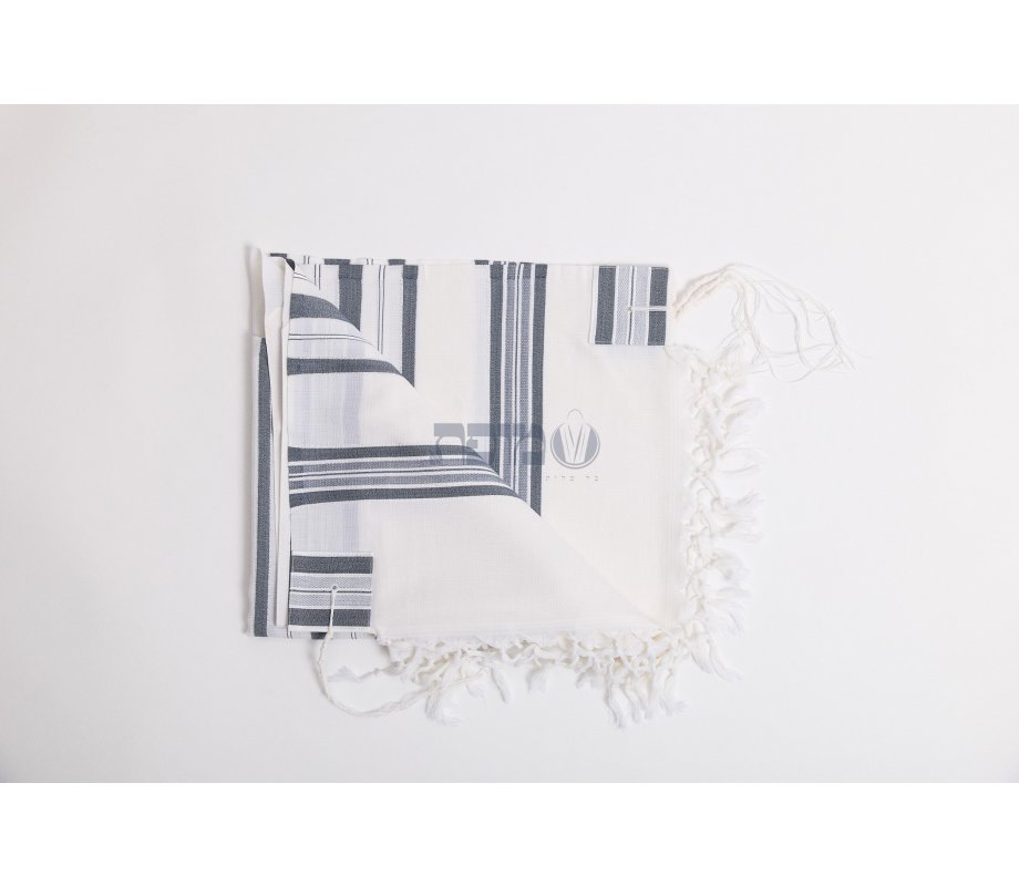 Hallel Wool Tallit Non Slip Prayer Shawl - Blue Melange Stripes