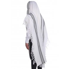 Hallel Wool Tallit Non Slip Prayer Shawl - Gray Melange Stripes