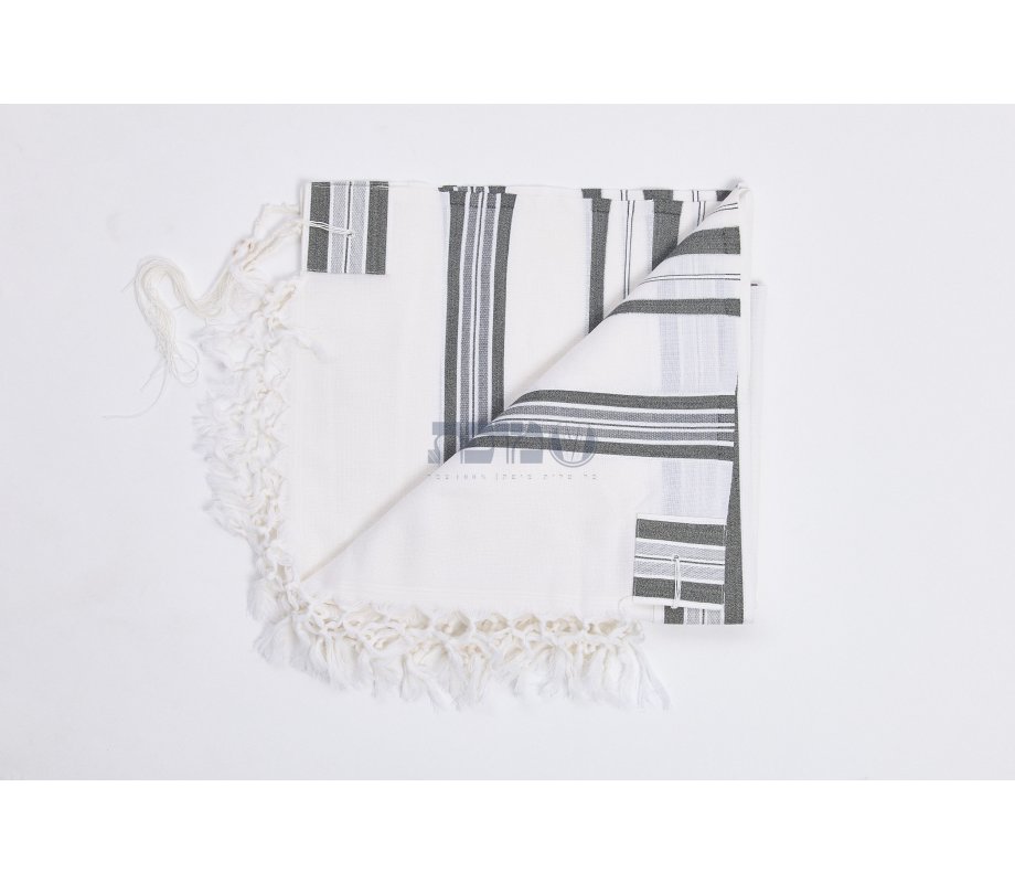 Hallel Wool Tallit Non Slip Prayer Shawl - Gray Melange Stripes