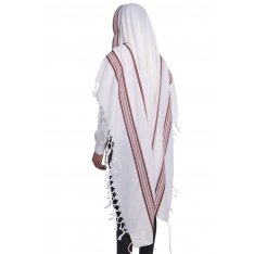 Hallel Wool Tallit Non Slip Prayer Shawl - Maroon Melange Stripes
