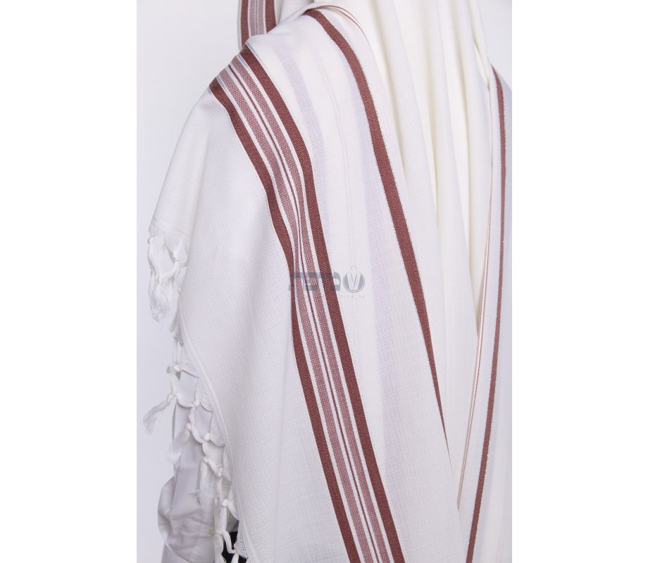 Hallel Wool Tallit Non Slip Prayer Shawl - Maroon Melange Stripes