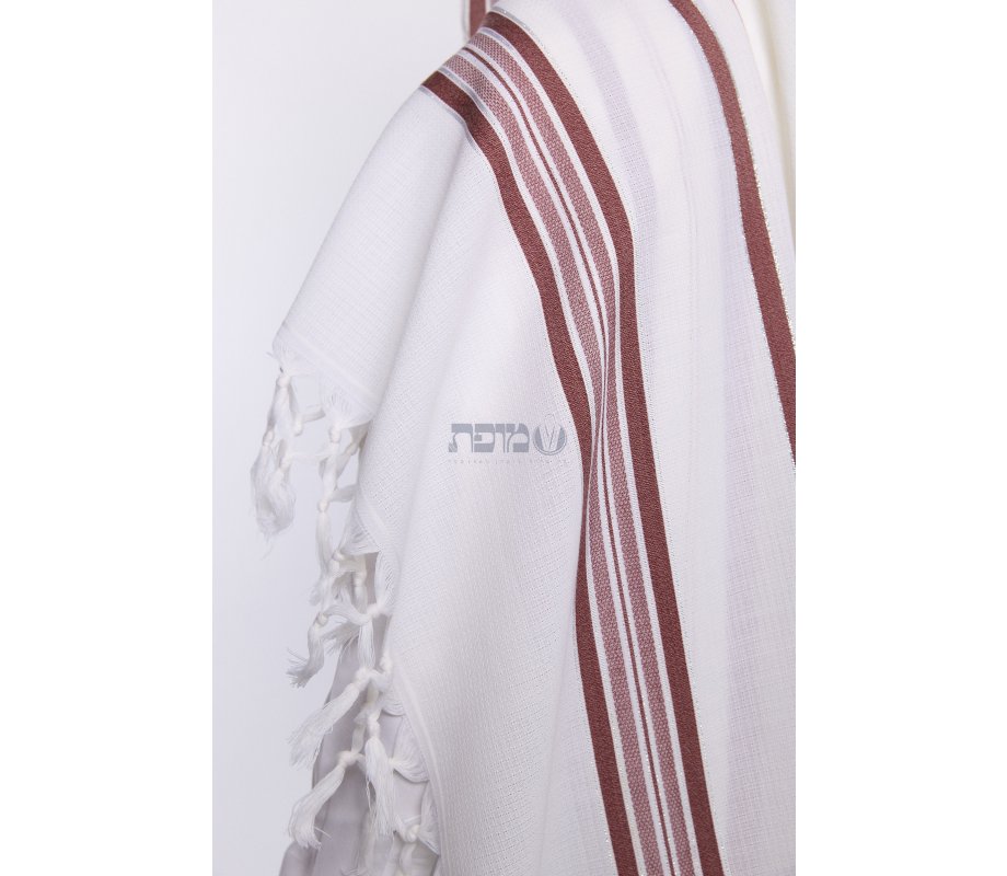 Hallel Wool Tallit Non Slip Prayer Shawl - Maroon Melange Stripes