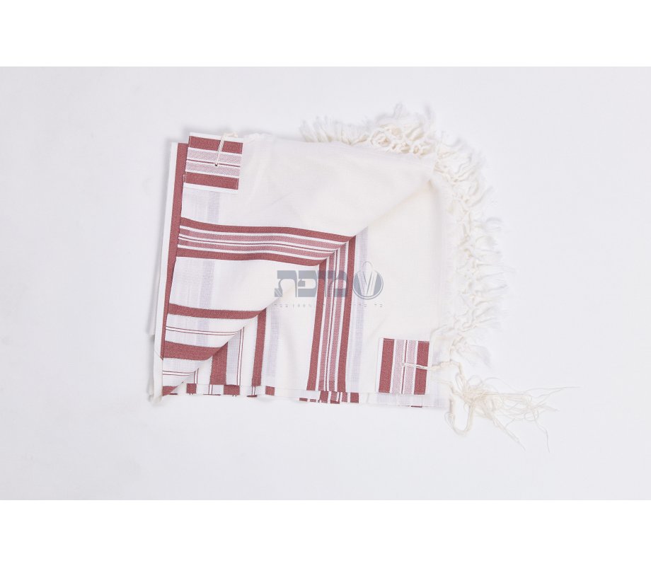 Hallel Wool Tallit Non Slip Prayer Shawl - Maroon Melange Stripes