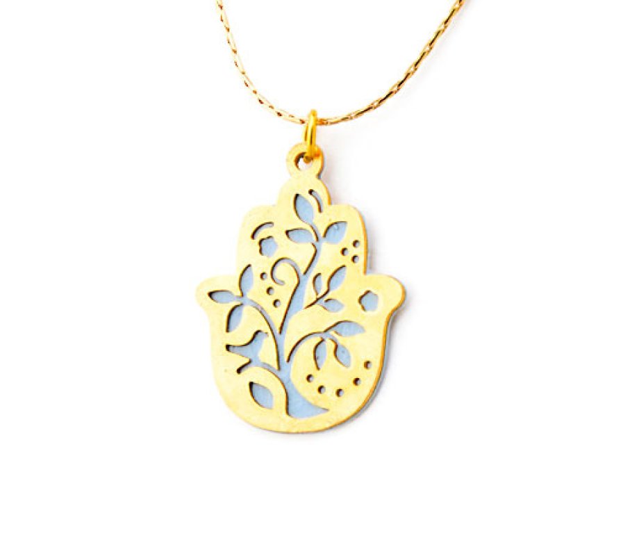 Hamsa Necklace with Flower by Shahaf