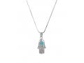 Hamsa Necklace with Turquoise Stones