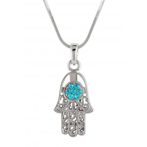 Hamsa Necklace with Turquoise Stones