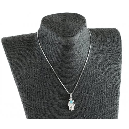 Hamsa Necklace with Turquoise Stones