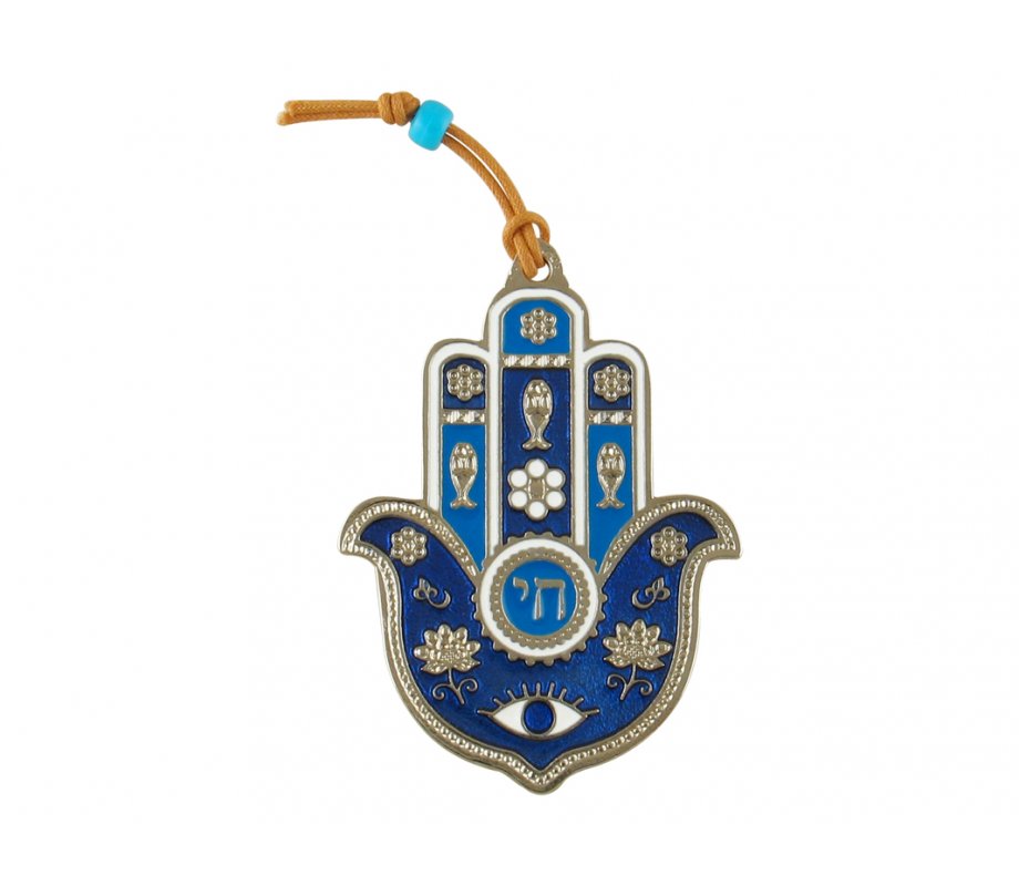 thumbnail image 2 of Hamsa Wall Decor For Good Luck - Blessing Sign In English Or Hebrew - Blue Acrylic 2 of 2