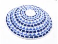 Hand Knitted Premium DMC Cotton Kippah - Geometric Blue, White and Light Blue Stripes