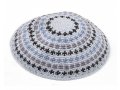 Hand Knitted Premium DMC Cotton Kippah - Gray and Black Design