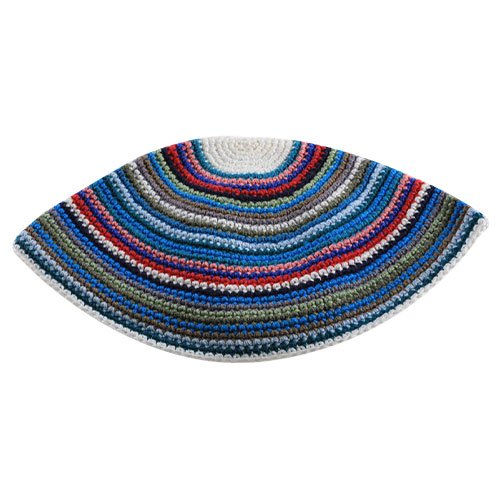 Hand Made Frik Kippah with Colorful Stripes